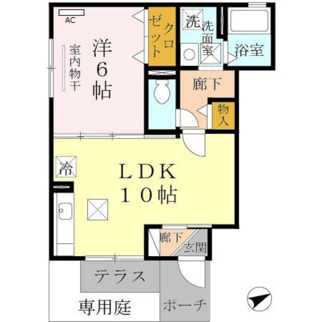 ディアコート・IB棟(1LDK/1階)の間取り写真