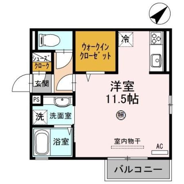 ブラウニーテラス(ワンルーム/2階)の間取り写真