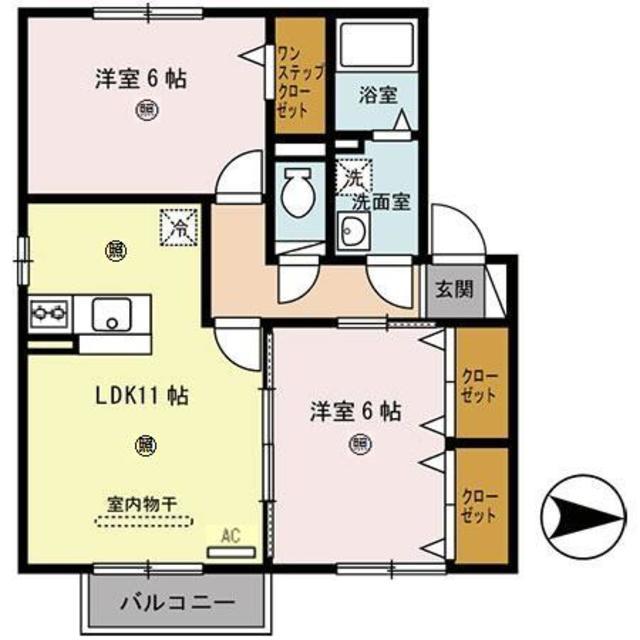 カーザ・エフリールA棟(2LDK/1階)の間取り写真