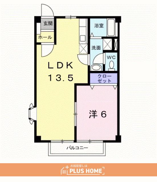 パルシャス園部Ⅱ(1LDK/2階)の間取り写真