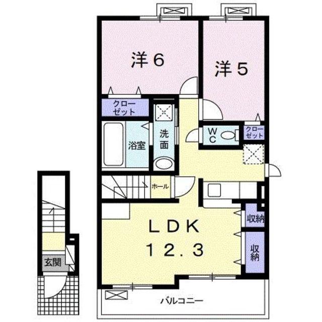 レディーバードⅠ(2LDK/2階)の間取り写真
