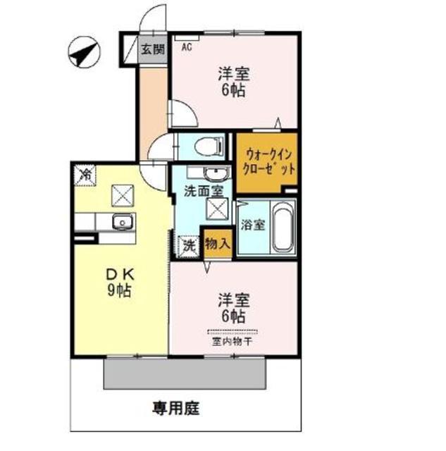 DーROOM パストラーレ Ⅰ(2DK/1階)の間取り写真