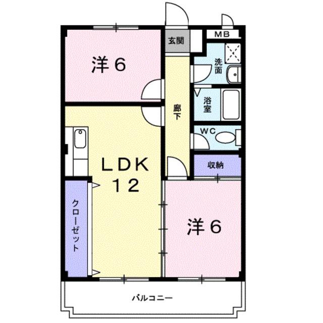 グレース吉田(2LDK/4階)の間取り写真