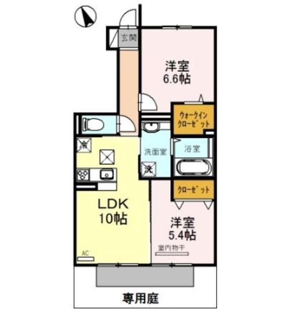 レセンテシャトー(2LDK/1階)の間取り写真