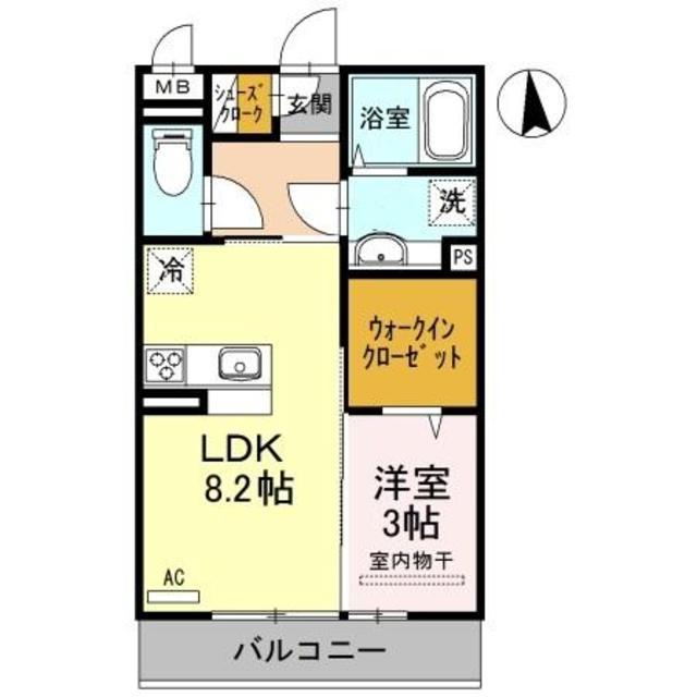 ミル・クレール和歌浦東(1LDK/2階)の間取り写真