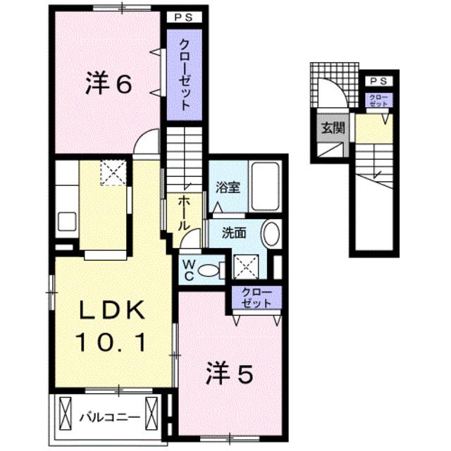 エレガンテⅠ(2LDK/2階)の間取り写真