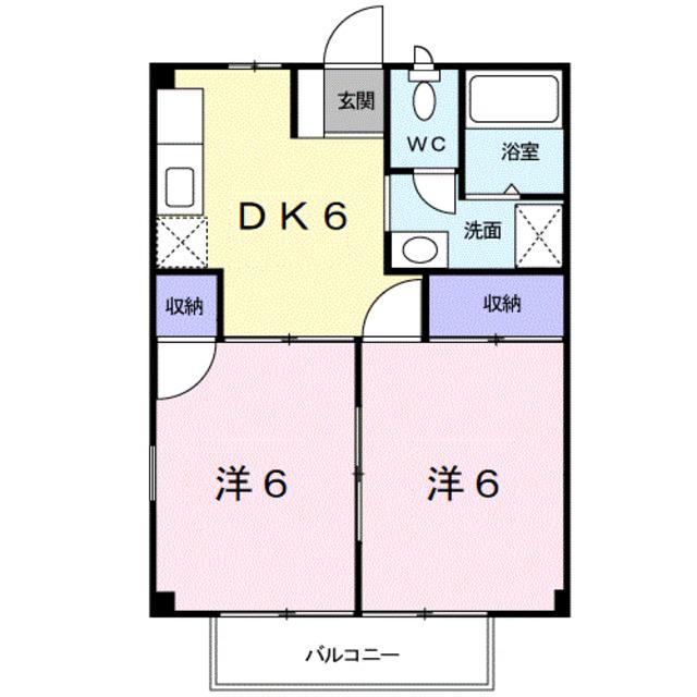 シャロル内原(2DK/1階)の間取り写真