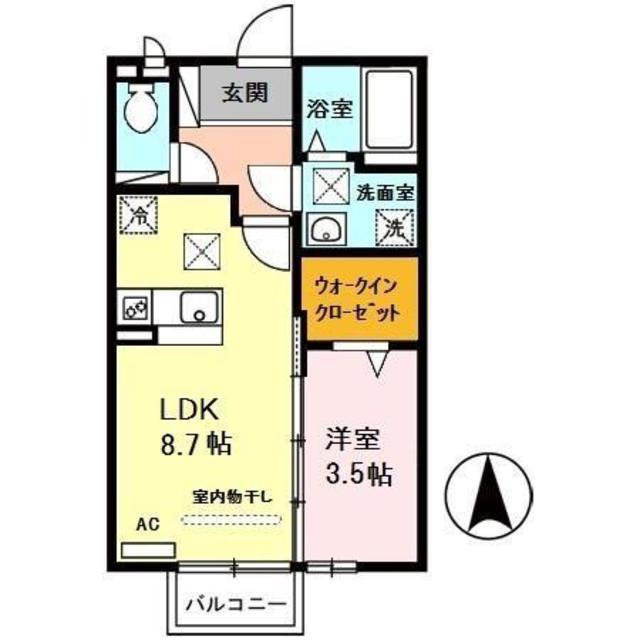 グランディールⅡ(1LDK/1階)の間取り写真