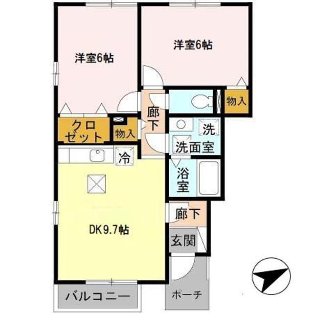 和歌山線 田井ノ瀬駅 徒歩17分 2階建 築20年(2DK/1階)の間取り写真