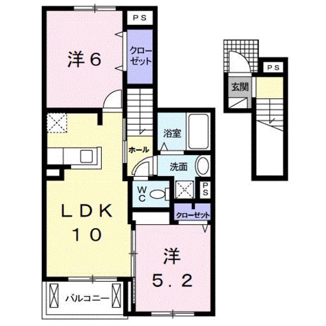 モデッサ宮前(2LDK/3階)の間取り写真