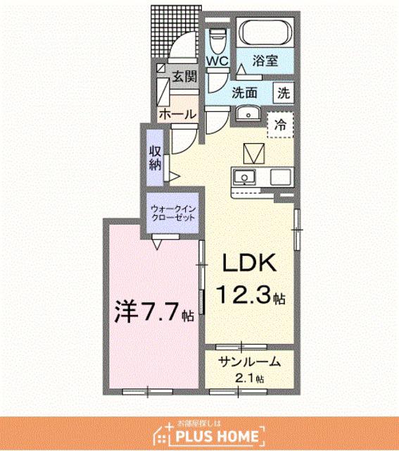 ジラソーレ西庄Ⅱ(1LDK/1階)の間取り写真