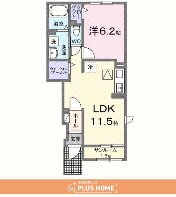 ウエスタン ヴィレッジⅡ(1LDK/1階)の間取り写真