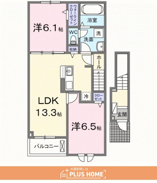 梅原アパート(2LDK/2階)の間取り写真