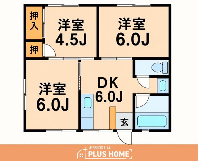 グランディール西浜(2DK/2階)の間取り写真