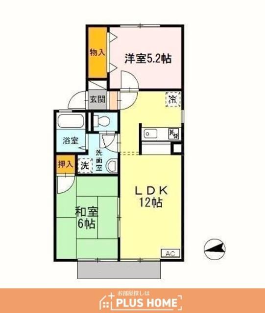 コートダジュールTⅡ A棟(2LDK/1階)の間取り写真