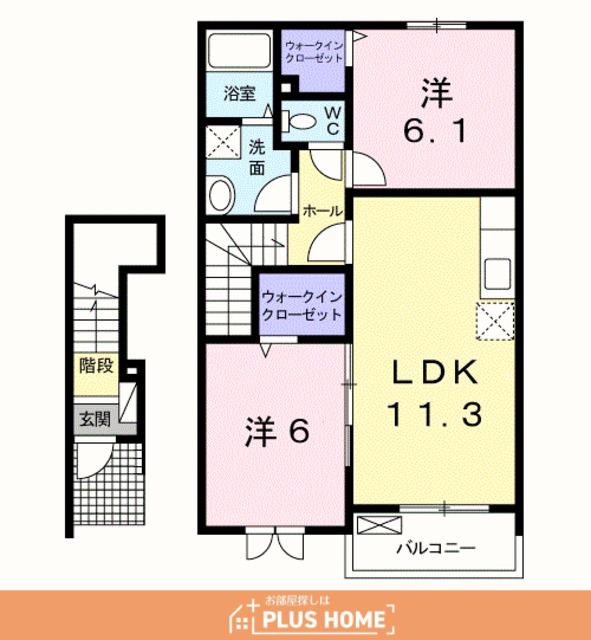 阪和線 紀伊駅 徒歩24分 2階建 築14年(2LDK/2階)の間取り写真