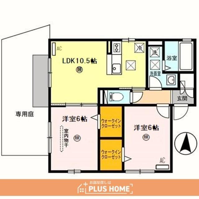 リアン・太田(2LDK/1階)の間取り写真