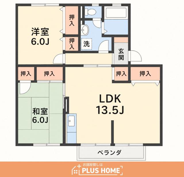 ヤマイチプラザセジュール弐番館 C棟(2LDK/1階)の間取り写真