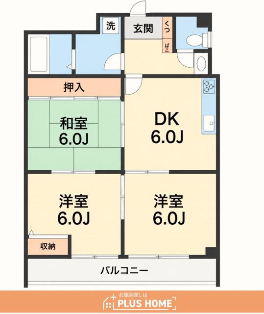 ヤマイチプラザ東松江(3DK/4階)の間取り写真