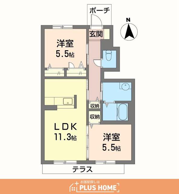 ラウンド・Ⅰ(2LDK/1階)の間取り写真