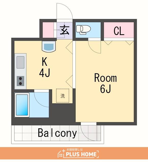 パリ・シャトー本町(1K/4階)の間取り写真