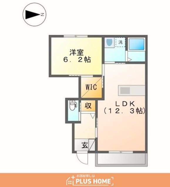 モイスシャームM(1LDK/1階)の間取り写真