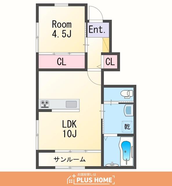 有本アパートⅡ(1LDK/1階)の間取り写真