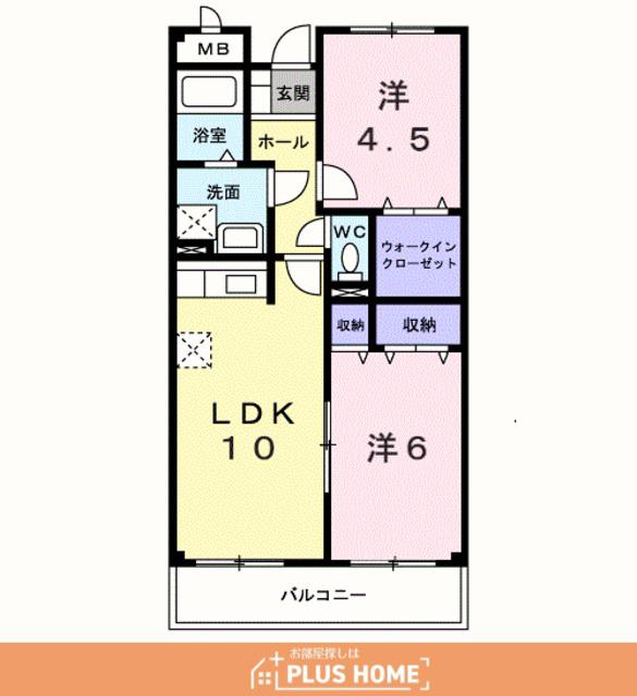 ファシナシオン毛見Ⅱ(2LDK/2階)の間取り写真