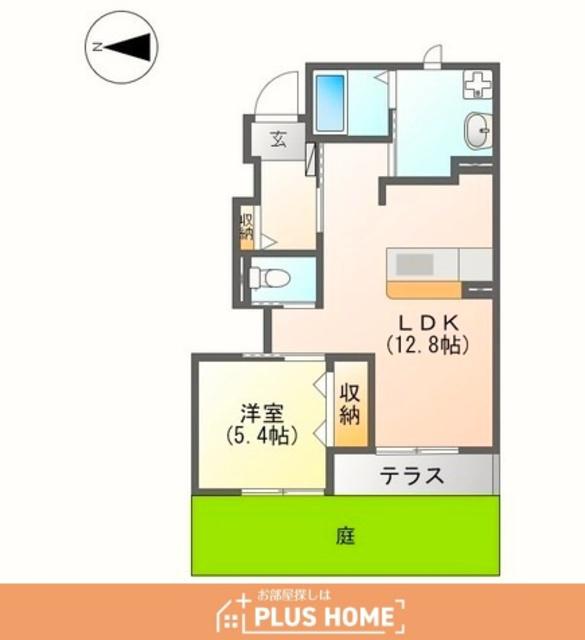 ボナール・ディアコート(1LDK/1階)の間取り写真