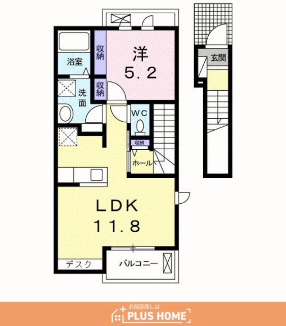 ソレイユT・D Ⅱ(1LDK/2階)の間取り写真