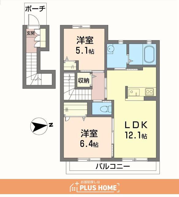 フロントパディー(2LDK/2階)の間取り写真
