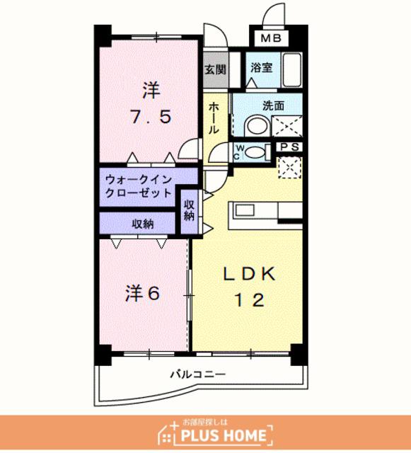 アズゥール(2LDK/3階)の間取り写真