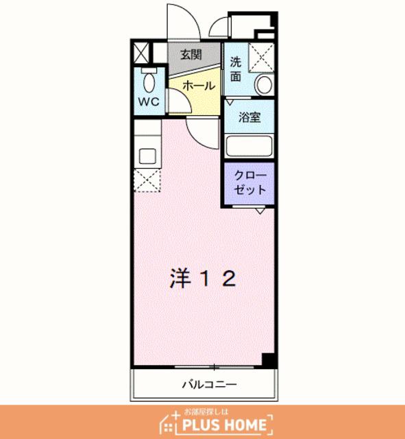 アヴェニール橋向(ワンルーム/2階)の間取り写真