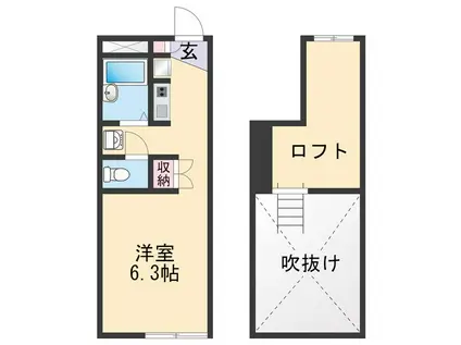 レオパレス向A(1K/2階)の間取り写真