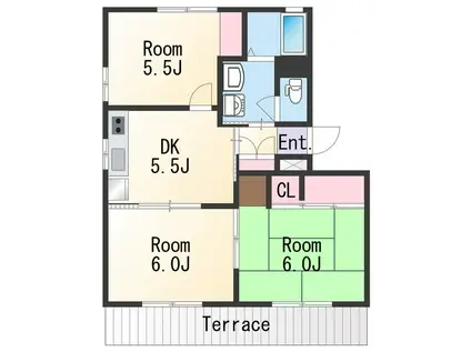 ディアス末吉(3DK/1階)の間取り写真