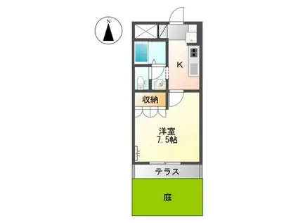 阪和線 紀伊駅 徒歩10分 2階建 築22年(1K/1階)の間取り写真