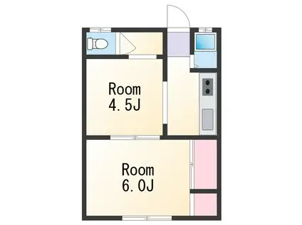 野崎ハイツ(2K/2階)の間取り写真