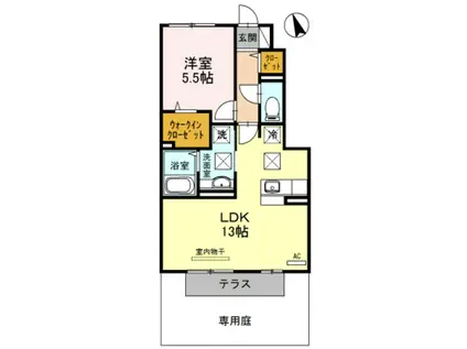 グランシャリオ加納(1LDK/1階)の間取り写真