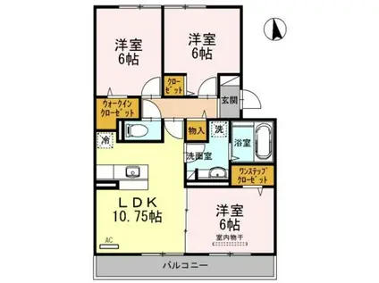 コリド黒田 B棟(3LDK/3階)の間取り写真