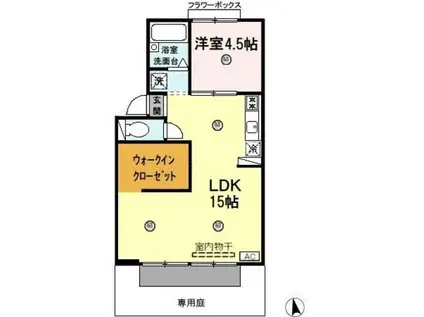 ハイツコイケⅡ(1LDK/1階)の間取り写真
