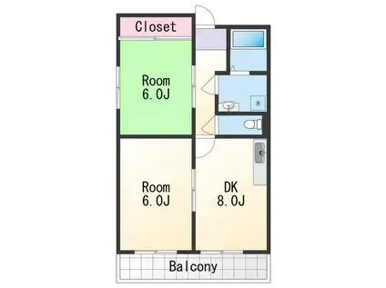 ルミエール参番館(2DK/2階)の間取り写真