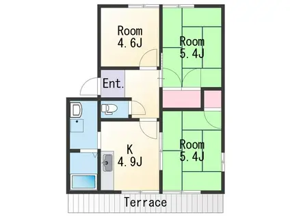 ディアス松島(3K/1階)の間取り写真