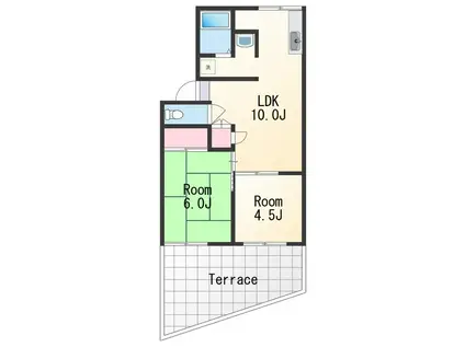 プレジール高塚A棟(2LDK/1階)の間取り写真
