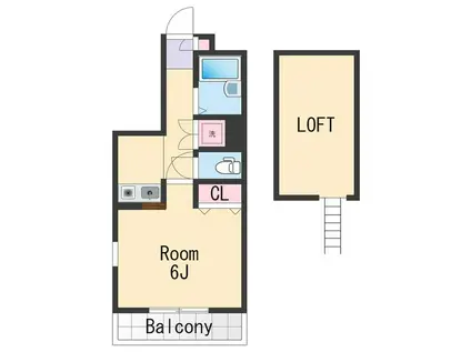 パルテール広道(1K/2階)の間取り写真