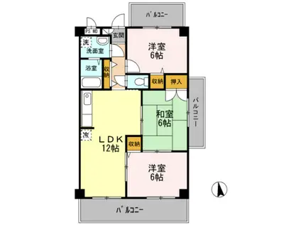 ワッセナー21(3LDK/3階)の間取り写真