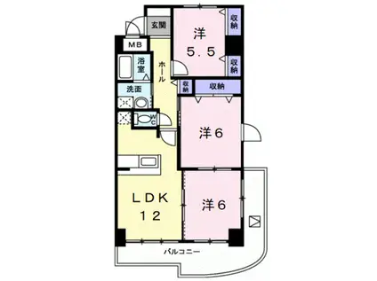 アズゥール(3LDK/4階)の間取り写真