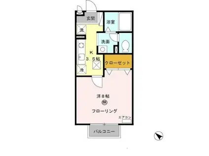 ハイネス有本(1K/1階)の間取り写真