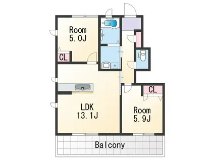 フローラル・アイⅡ(2LDK/1階)の間取り写真