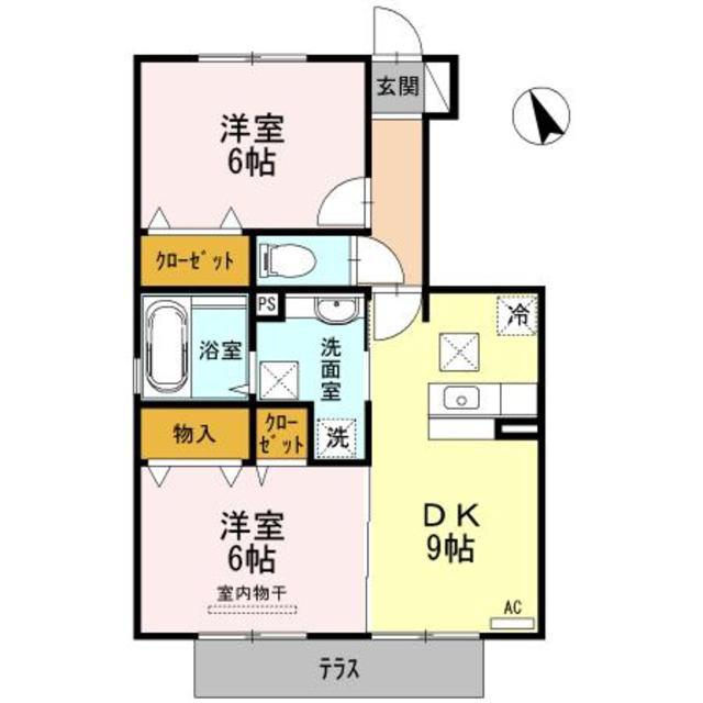 D-ROOM松江東(2DK/1階)の間取り写真