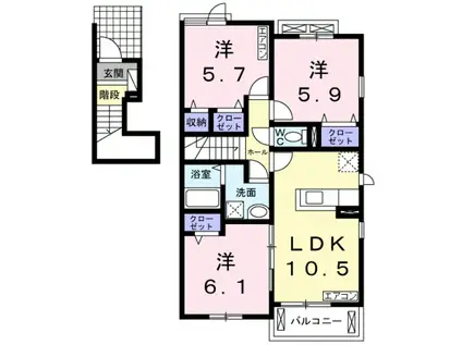 アルコバレーノ D(3LDK/2階)の間取り写真